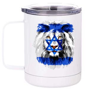 Jew Star Of David Lion Head Patriotic Jewish Flag  12 oz Stainless Steel Tumbler Cup