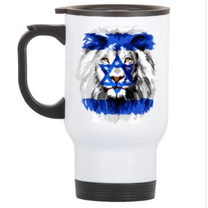 Jew Star Of David Lion Head Patriotic Jewish Flag  Stainless Steel Travel Mug