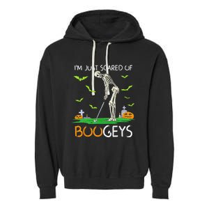 Just Scared Of Bogeys Skeleton Golf Halloween Garment-Dyed Fleece Hoodie