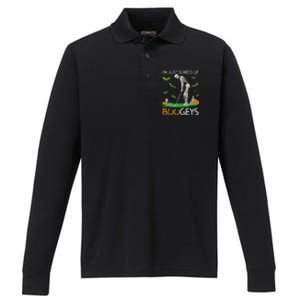 Just Scared Of Bogeys Skeleton Golf Halloween Performance Long Sleeve Polo