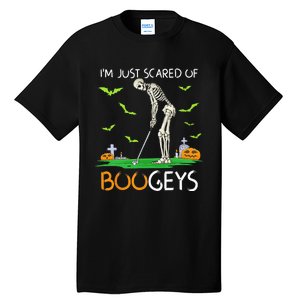 Just Scared Of Bogeys Skeleton Golf Halloween Tall T-Shirt