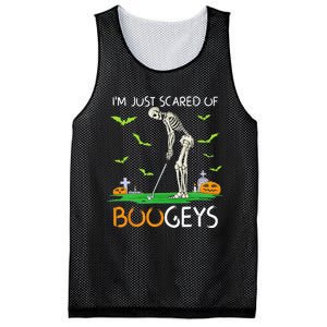 Just Scared Of Bogeys Skeleton Golf Halloween Mesh Reversible Basketball Jersey Tank