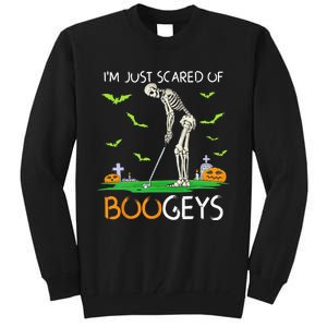 Just Scared Of Bogeys Skeleton Golf Halloween Tall Sweatshirt