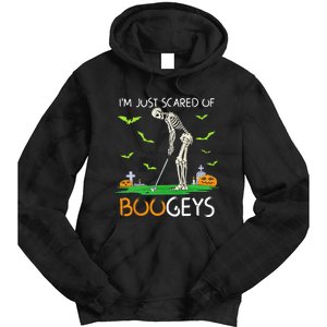 Just Scared Of Bogeys Skeleton Golf Halloween Tie Dye Hoodie