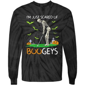 Just Scared Of Bogeys Skeleton Golf Halloween Tie-Dye Long Sleeve Shirt