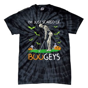 Just Scared Of Bogeys Skeleton Golf Halloween Tie-Dye T-Shirt