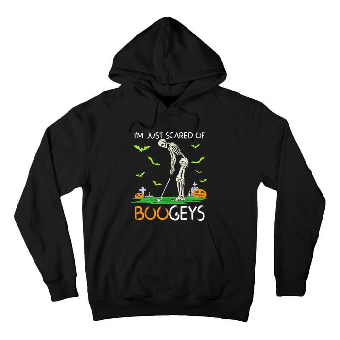 Just Scared Of Bogeys Skeleton Golf Halloween Tall Hoodie