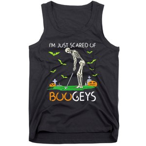 Just Scared Of Bogeys Skeleton Golf Halloween Tank Top