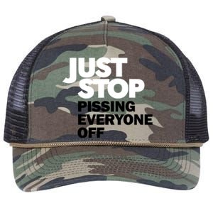 Just Stop Pissing Everyone Off Retro Rope Trucker Hat Cap