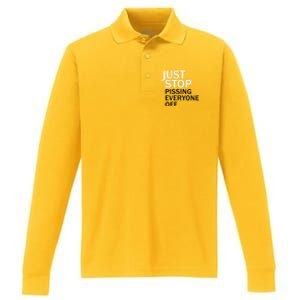 Just Stop Pissing Everyone Off Performance Long Sleeve Polo