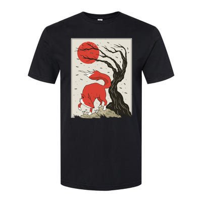 Japanese Style Painting Of The Fox, Tree And Sun Softstyle® CVC T-Shirt