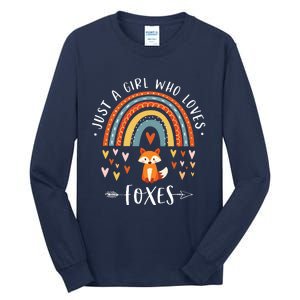 Japanese Style Painting Of The Fox, Tree And Sun Tall Long Sleeve T-Shirt