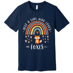 Japanese Style Painting Of The Fox, Tree And Sun Premium T-Shirt