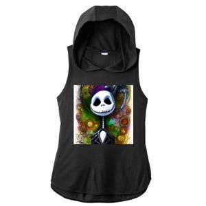 Jack Skellington Portrait Christmas Ladies PosiCharge Tri-Blend Wicking Draft Hoodie Tank