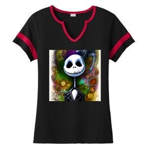 Jack Skellington Portrait Christmas Ladies Halftime Notch Neck Tee