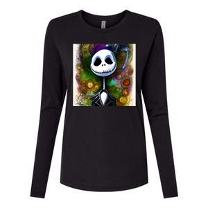 Jack Skellington Portrait Christmas Womens Cotton Relaxed Long Sleeve T-Shirt