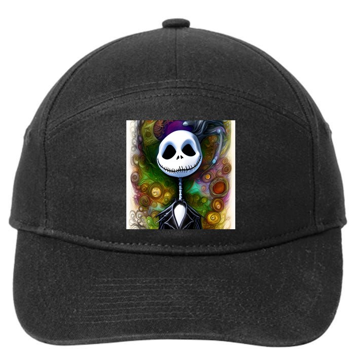 Jack Skellington Portrait Christmas 7-Panel Snapback Hat