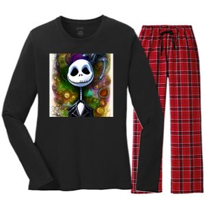 Jack Skellington Portrait Christmas Women's Long Sleeve Flannel Pajama Set 