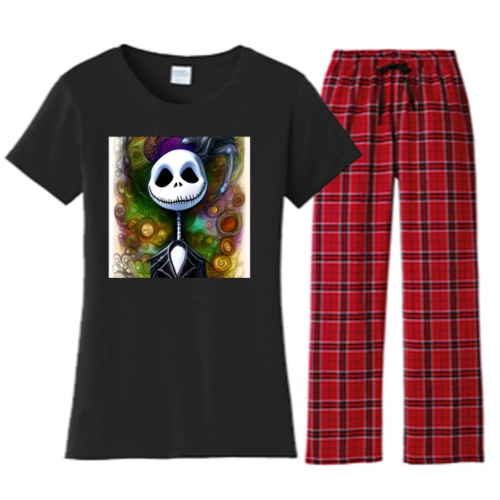 Jack Skellington Portrait Christmas Women's Flannel Pajama Set