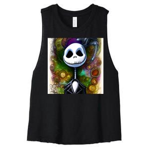 Jack Skellington Portrait Christmas Women's Racerback Cropped Tank