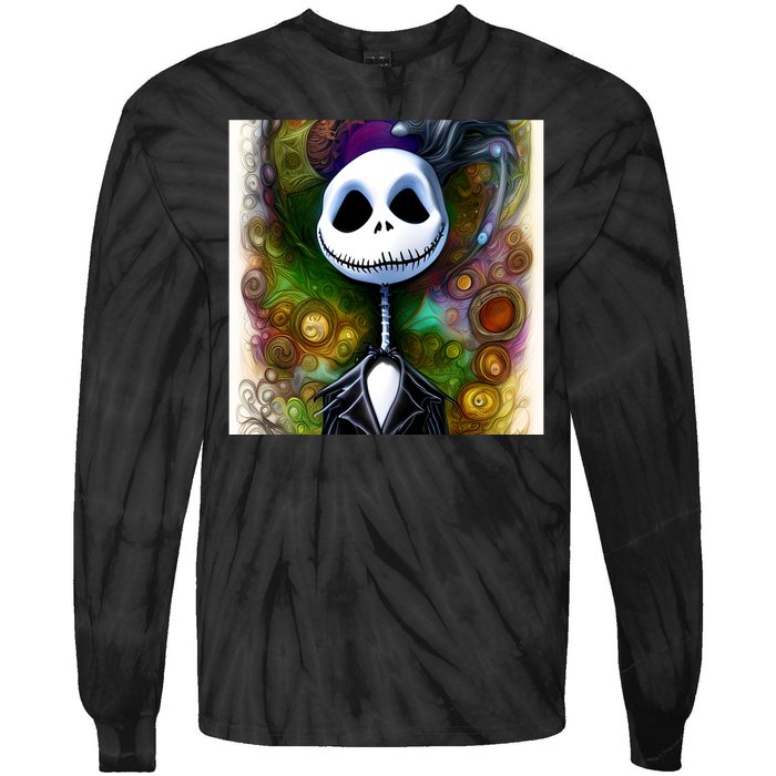 Jack Skellington Portrait Christmas Tie-Dye Long Sleeve Shirt