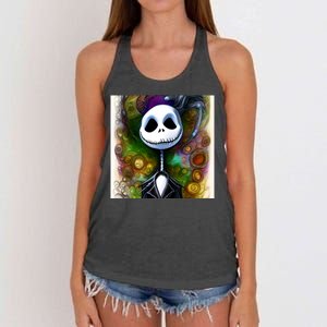 Jack Skellington Portrait Christmas Women's Knotted Racerback Tank