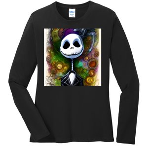 Jack Skellington Portrait Christmas Ladies Long Sleeve Shirt