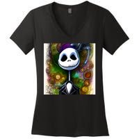 Jack Skellington Portrait Christmas Women's V-Neck T-Shirt