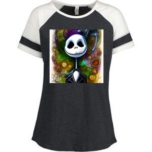 Jack Skellington Portrait Christmas Enza Ladies Jersey Colorblock Tee