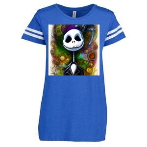 Jack Skellington Portrait Christmas Enza Ladies Jersey Football T-Shirt