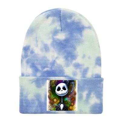 Jack Skellington Portrait Christmas Tie Dye 12in Knit Beanie