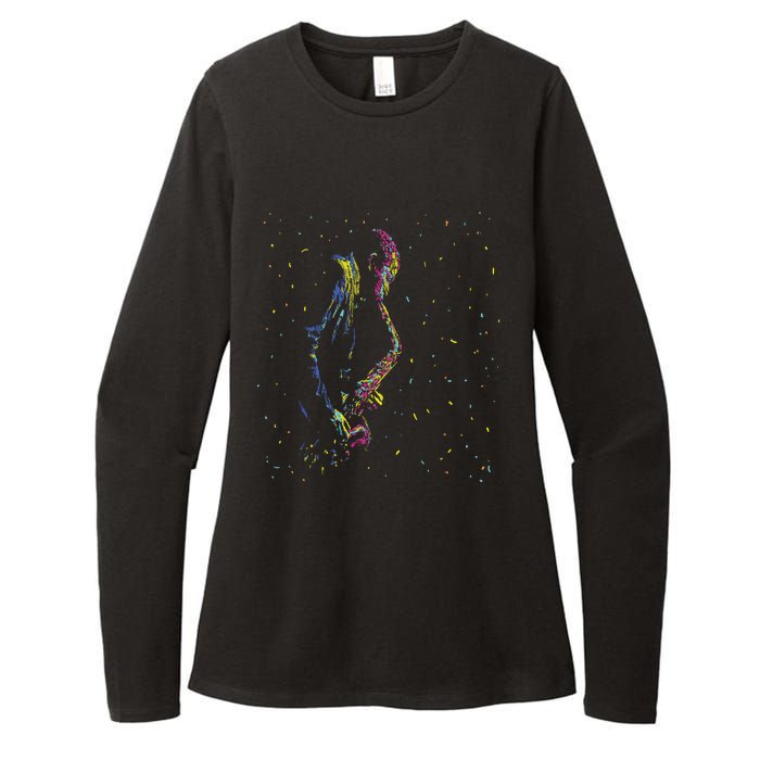 Jazz Saxophone Player Colorful Abstract Art Sax Musician Fan Womens CVC Long Sleeve Shirt