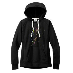 Jazz Saxophone Player Colorful Abstract Art Sax Musician Fan Women's Fleece Hoodie