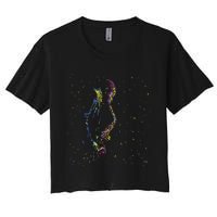 Jazz Saxophone Player Colorful Abstract Art Sax Musician Fan Women's Crop Top Tee