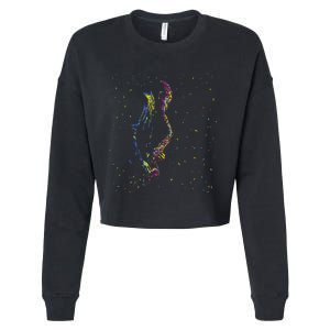 Jazz Saxophone Player Colorful Abstract Art Sax Musician Fan Cropped Pullover Crew