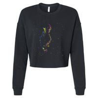 Jazz Saxophone Player Colorful Abstract Art Sax Musician Fan Cropped Pullover Crew