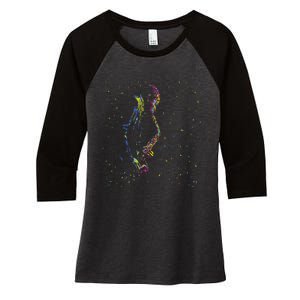 Jazz Saxophone Player Colorful Abstract Art Sax Musician Fan Women's Tri-Blend 3/4-Sleeve Raglan Shirt