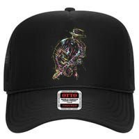 Jazz Saxophone Player Colorful Abstract Art Sax Musician Fan High Crown Mesh Back Trucker Hat