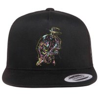 Jazz Saxophone Player Colorful Abstract Art Sax Musician Fan Flat Bill Trucker Hat