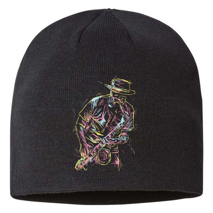 Jazz Saxophone Player Colorful Abstract Art Sax Musician Fan Sustainable Beanie