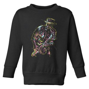 Jazz Saxophone Player Colorful Abstract Art Sax Musician Fan Toddler Sweatshirt