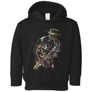 Jazz Saxophone Player Colorful Abstract Art Sax Musician Fan Toddler Hoodie