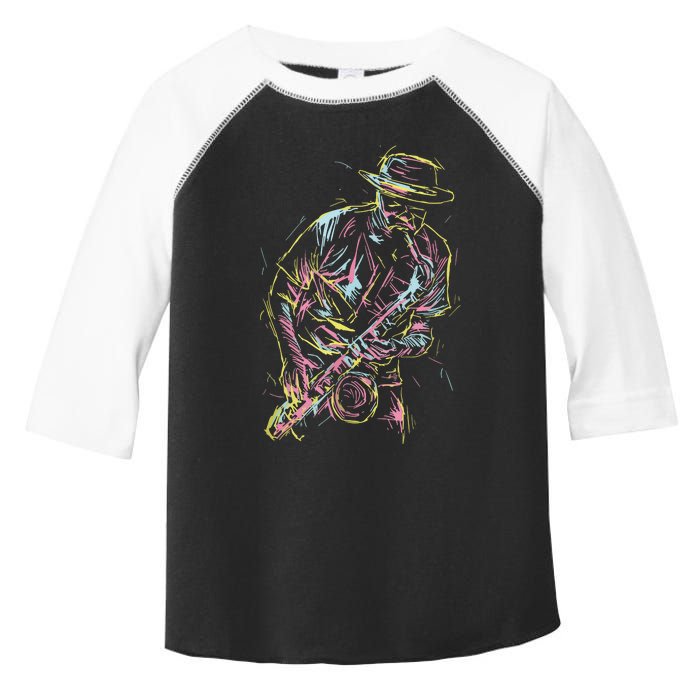 Jazz Saxophone Player Colorful Abstract Art Sax Musician Fan Toddler Fine Jersey T-Shirt