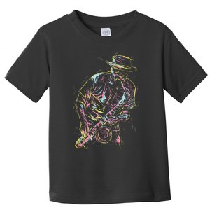 Jazz Saxophone Player Colorful Abstract Art Sax Musician Fan Toddler T-Shirt