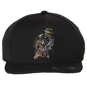 Jazz Saxophone Player Colorful Abstract Art Sax Musician Fan Wool Snapback Cap