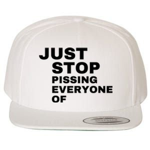 Just Stop Pissing Everyone Of Wool Snapback Cap