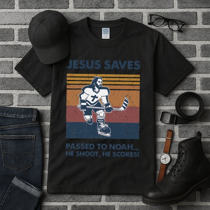 Jesus Saves Passes To Noah He Shoots He Scores Tall T-Shirt