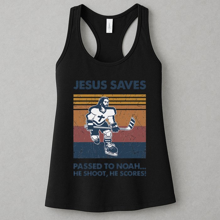 Jesus Saves Passes To Noah He Shoots He Scores Womens Tank Top