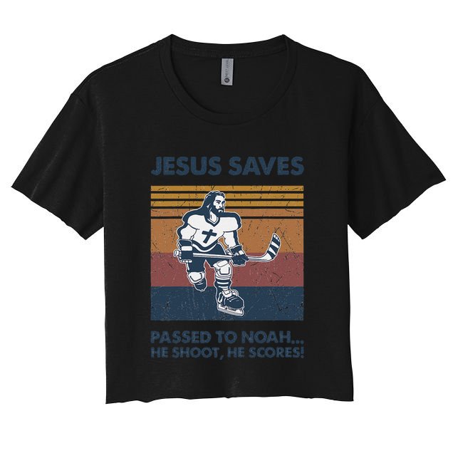 Jesus Saves Passes To Noah He Shoots He Scores Crop Top