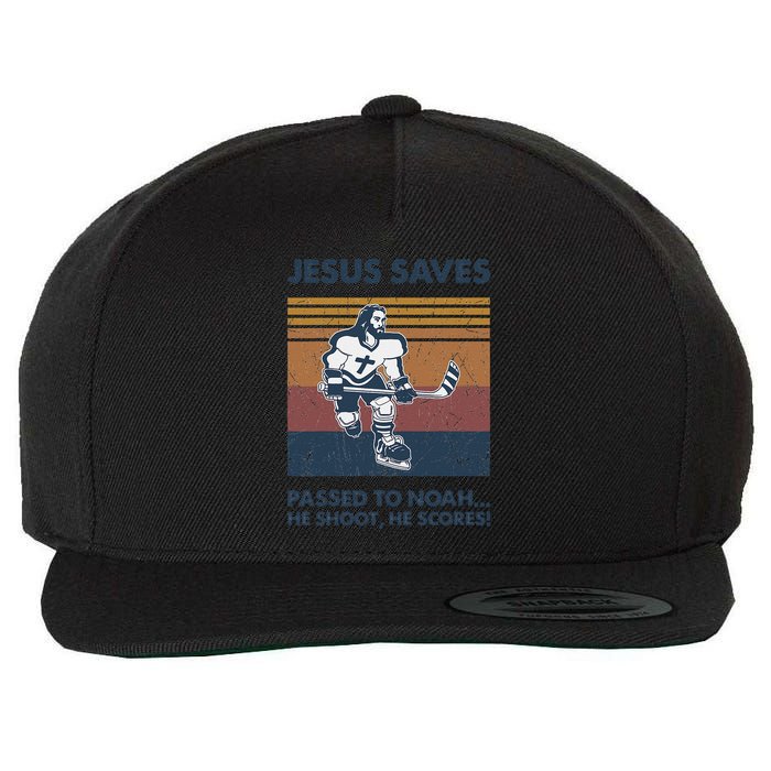 Jesus Saves Passes To Noah He Shoots He Scores Wool Snapback Cap